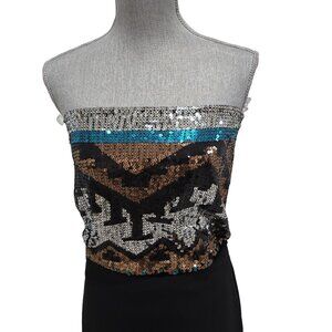 Envy Me Women's Trendy Black Multi Sequin Tube Top M NWT